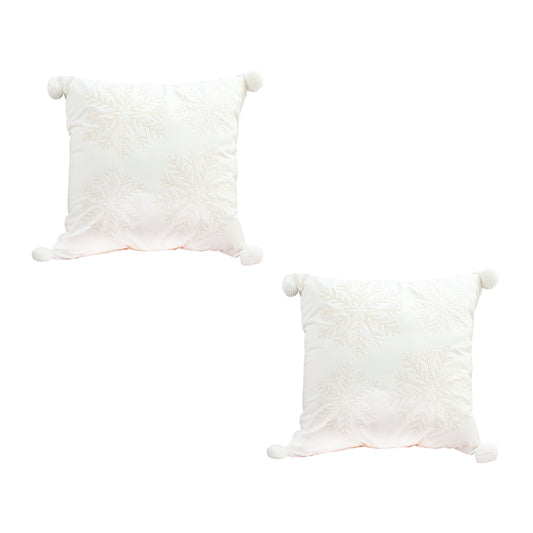 SOGA 2X 45cm Throw Pillow White Soft Plush Cushion Christmas Snowflake Ball Square For festive Holiday • LUZ-FrenchCushion267X2