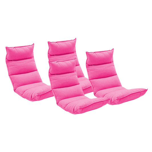 SOGA 4X Foldable Tatami Floor Sofa Bed Meditation Lounge Chair Recliner Lazy Couch Pink • LUZ-LoungeLeatherPinkX4
