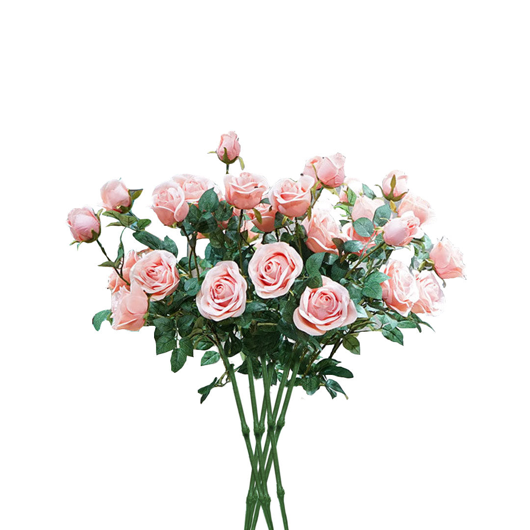 SOGA 8 Bunch Artificial Silk Rose 5 Heads Flower Fake Bridal Bouquet Table Decor Light Pink • LUZ-HO-F009