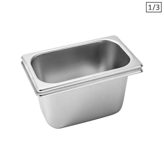 SOGA 2X Gastronorm GN Pan Full Size 1/3 GN Pan 15cm Deep Stainless Steel Tray • LUZ-GastronormPans5417X2