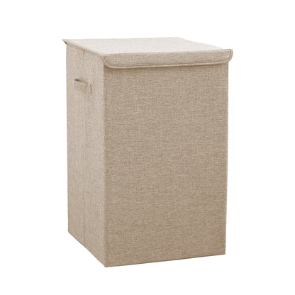 SOGA Beige Large Collapsible Laundry Hamper Storage Box Foldable Canvas Basket Home Organiser Decor • LUZ-SBox104