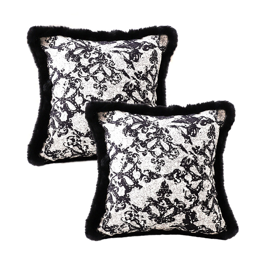 SOGA 2X 45cm Vintage Black Herringbone Pillowcase Set & Square Throw Pillow • LUZ-FrenchCushion254X2