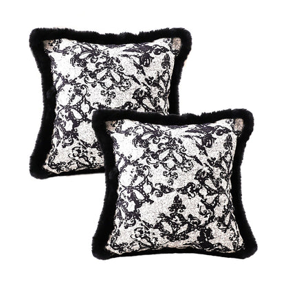 SOGA 2X 45cm Vintage Black Herringbone Pillowcase Set & Square Throw Pillow • LUZ-FrenchCushion254X2