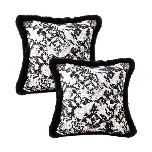 SOGA 2X 45cm Vintage Black Herringbone Pillowcase Set & Square Throw Pillow • LUZ-FrenchCushion254X2