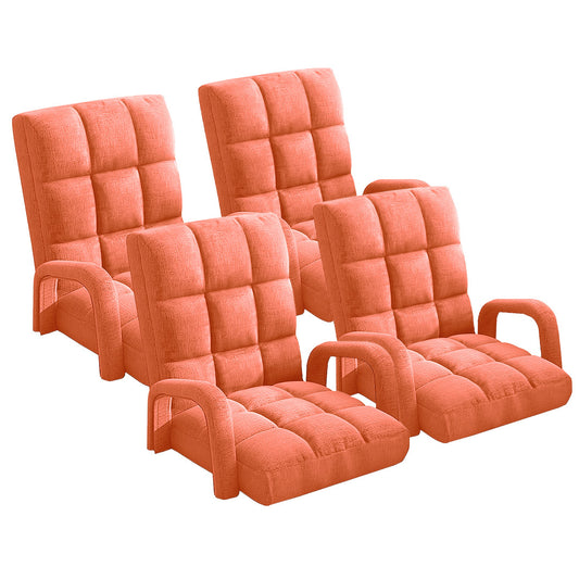 SOGA 4X Foldable Lounge Cushion Adjustable Floor Lazy Recliner Chair with Armrest Orange • LUZ-LoungeArmOrangeX4
