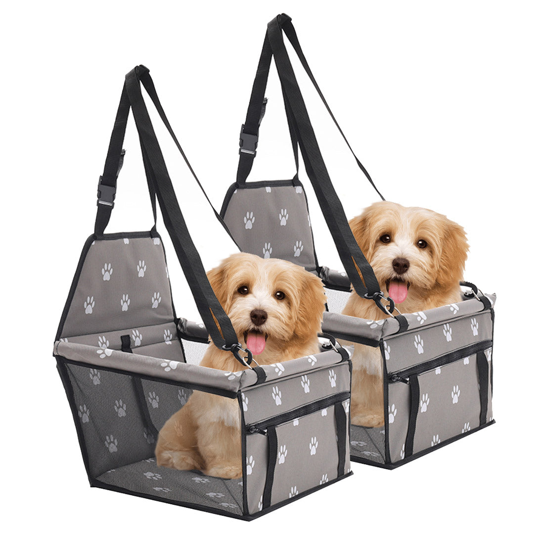 SOGA 2X Waterproof Pet Booster Car Seat Breathable Mesh Safety Travel Portable Dog Carrier Bag Grey • LUZ-CarPetBag013GREYX2