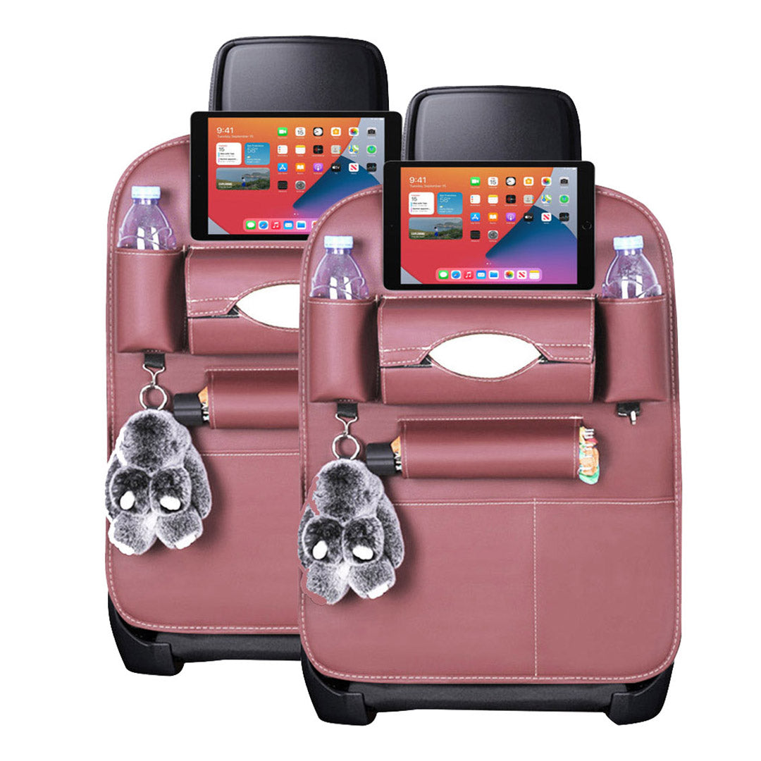 SOGA 2X PVC Leather Car Back Seat Storage Bag Multi-Pocket Organizer Backseat and iPad Mini Holder Coffee • LUZ-CarStorage1SeatBagCOFX2