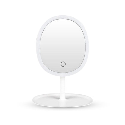 SOGA 26cm White Oval Smart LED Makeup Bedroom Table Vanity Mirror Tricolor w/ 5x Magnification LUZ-MirrorE11