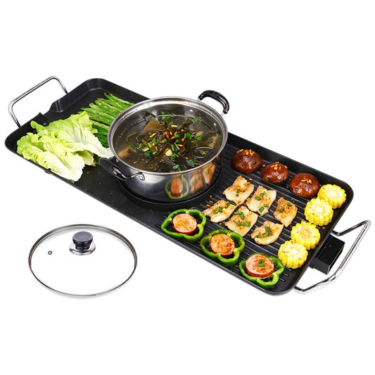 SOGA Electric Steamboat Asian Hot Pot Soup Maker Fondue Teppanyaki Hotpot Grill • LUZ-KoreanBBQPlate68CMWithPot