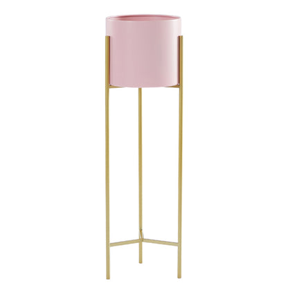 SOGA 2 Layer 60cm Gold Metal Plant Stand with Pink Flower Pot Holder Corner Shelving Rack Indoor Display • LUZ-FPotH62PNK