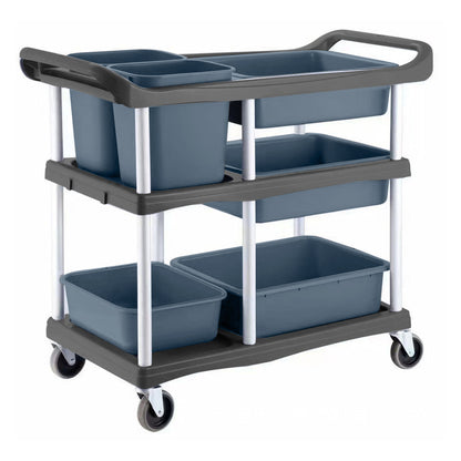 SOGA 3-Tier Commercial Soiled Food Trolley Dirty Plate Cart Five Buckets Kitchen Food Utility • LUZ-FoodCart1518