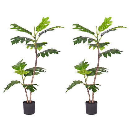 SOGA 2X 90cm 2-Trunk Artificial Natural Green Split-Leaf Philodendron Tree Fake Tropical Indoor Plant Home Office Decor • LUZ-APlant90122QX2