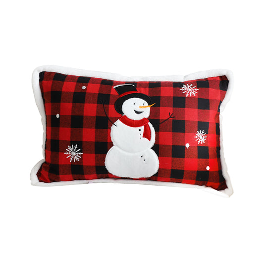 SOGA 30cm Throw Pillow Red Christmas Snowman Lumbar Cushion for Festive Holiday Winter Home Decor • LUZ-FrenchCushion274
