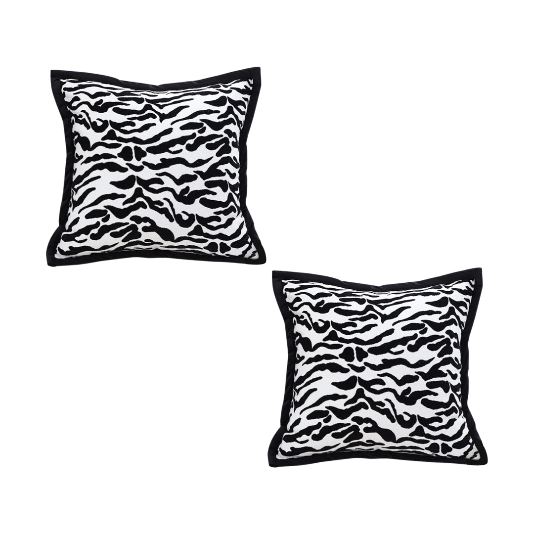 SOGA 2X 45cm Black and White Luxury Cushion Light Mottled Texture Decorative Square Pillow Living Room LUZ-FrenchCushion288X2