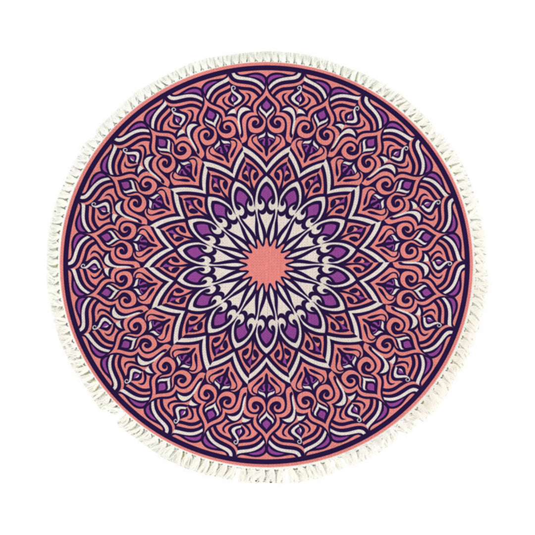 SOGA 90cm Purple Mandala Round Carpet for Living Room Bedroom Anti-slip Doormat, Home Decor • LUZ-CarpetRAG2