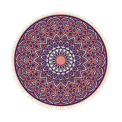 SOGA 90cm Purple Mandala Round Carpet for Living Room Bedroom Anti-slip Doormat, Home Decor • LUZ-CarpetRAG2