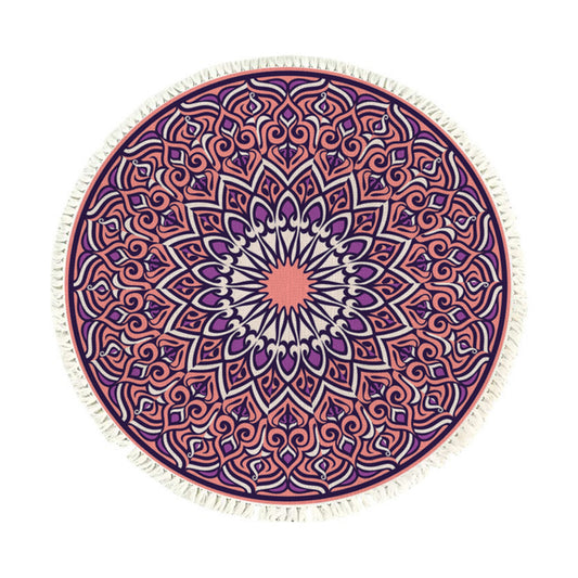 SOGA 90cm Purple Mandala Round Carpet for Living Room Bedroom Anti-slip Doormat, Home Decor • LUZ-CarpetRAG2