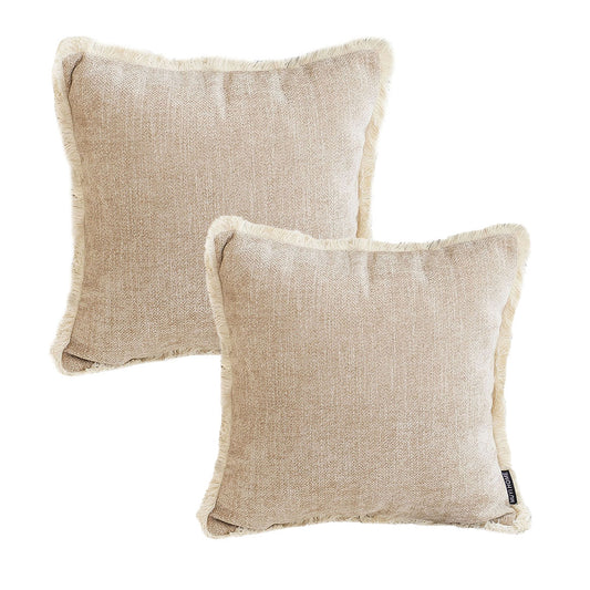 SOGA 2X 45cm Milk Coffee Home Aesthetic Chenille Texture Tassel Square Throw pillow • LUZ-FrenchCushion246X2