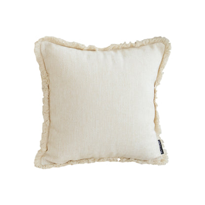 SOGA 45cm Throw Pillow White Chenille Textured with Tassels Stylish Square Cozy Home Decor LUZ-FrenchCushion277