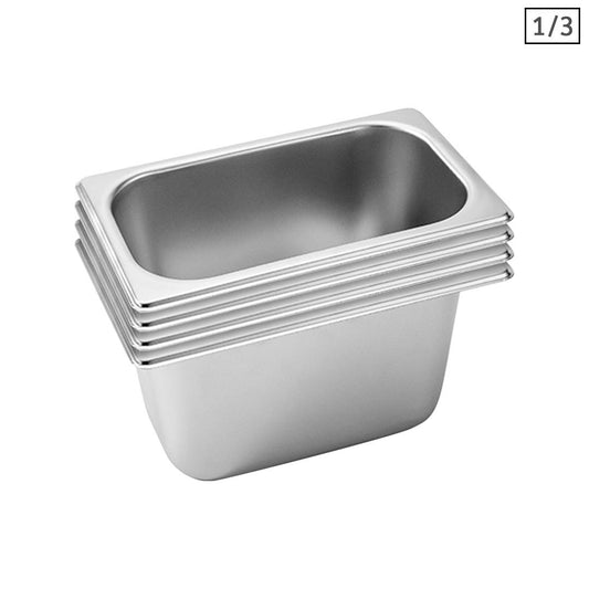 SOGA 4X Gastronorm GN Pan Full Size 1/3 GN Pan 15cm Deep Stainless Steel Tray • LUZ-GastronormPans5417X4