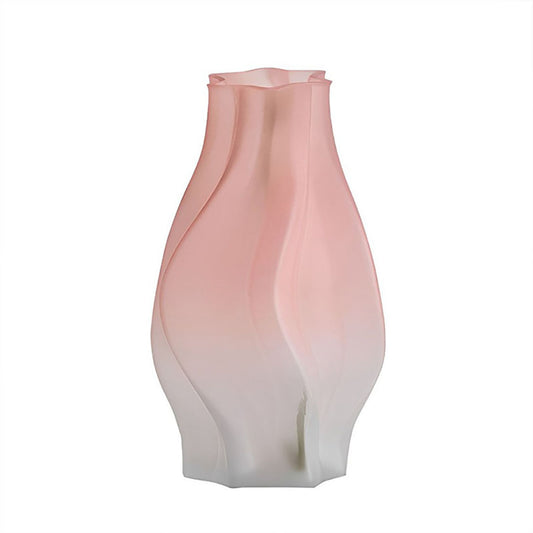 SOGA 25cm Pink Glass Vase Art Blown Hand Flower Tall Vintage Art Vases • LUZ-GVasePNK25