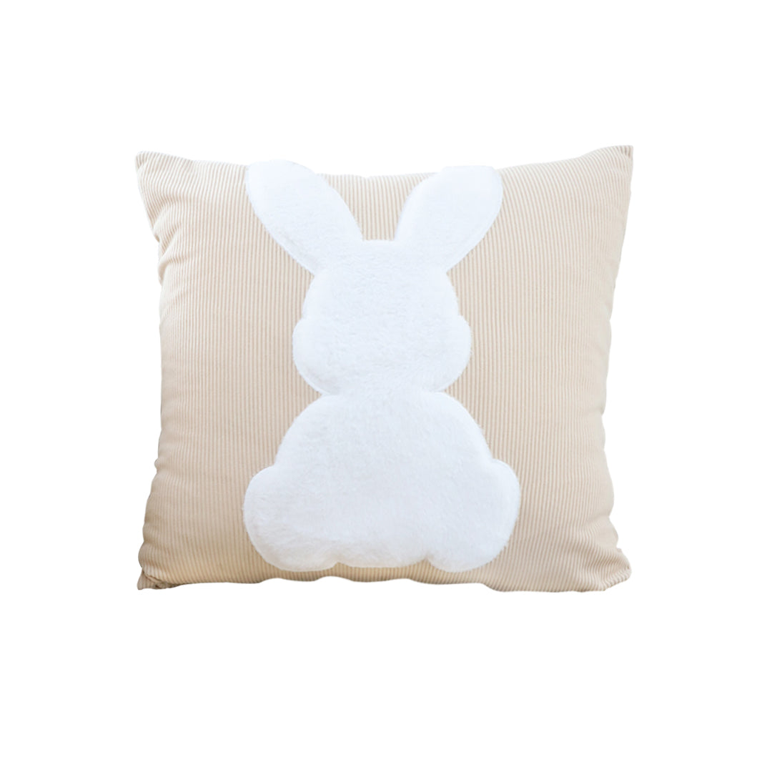 SOGA 45cm Throw Pillow Light Tan Square Cushion with Soft White Rabbit Design Decorative Home Decor • LUZ-FrenchCushion282