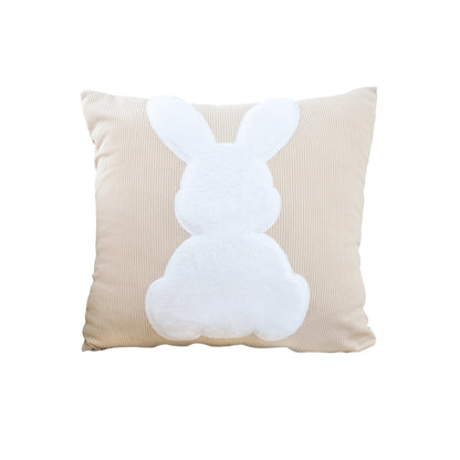 SOGA 45cm Throw Pillow Light Tan Square Cushion with Soft White Rabbit Design Decorative Home Decor • LUZ-FrenchCushion282
