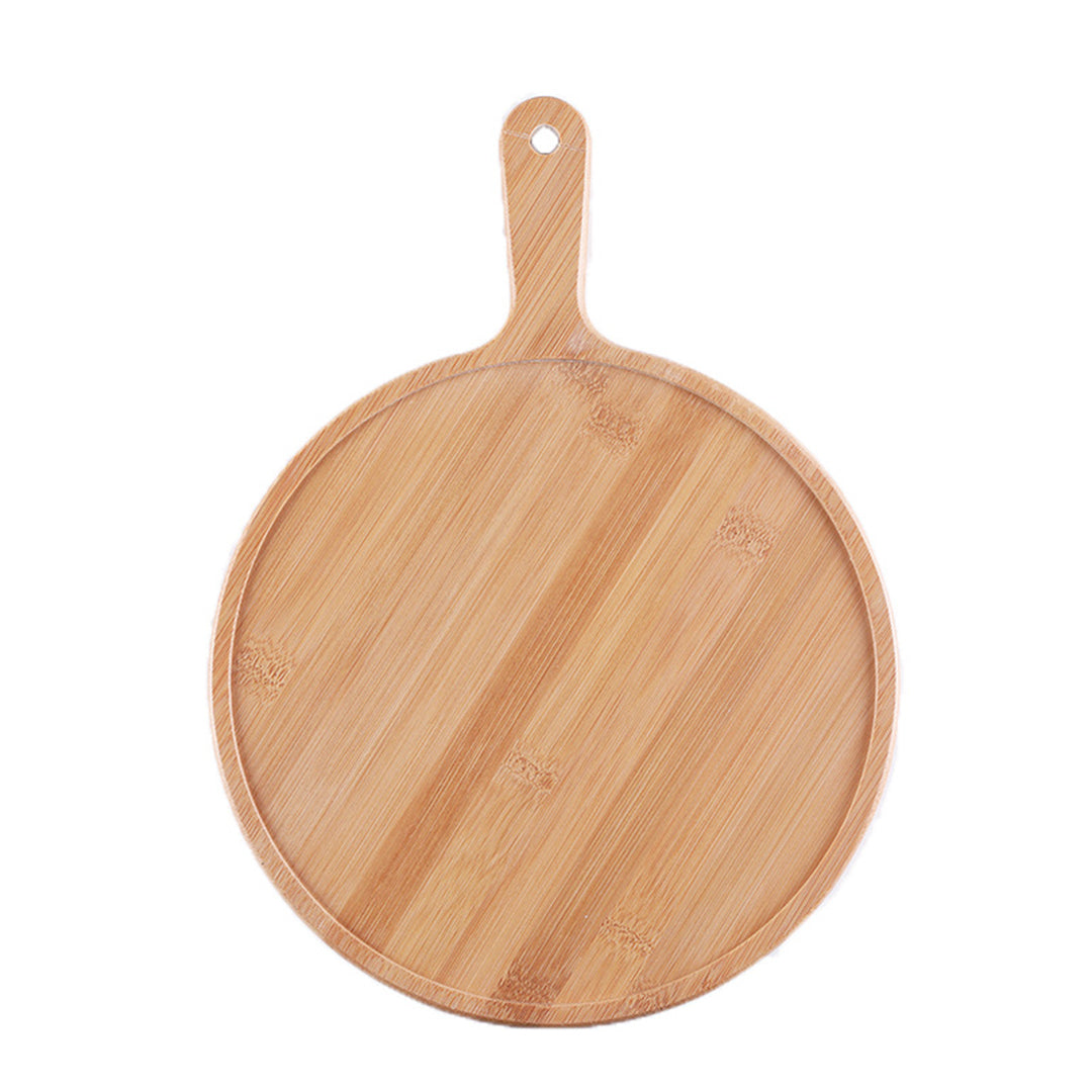SOGA 9 inch Blonde Round Premium Wooden Serving Tray Board Paddle with Handle Home Decor • LUZ-WodE504