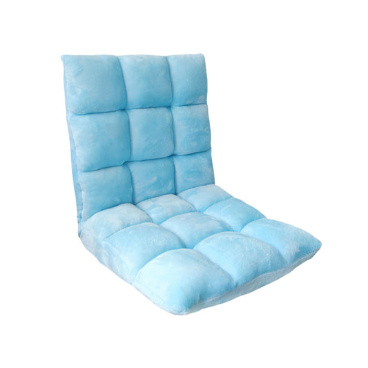 SOGA Floor Recliner Collapsible Lounge Sofa Couch Folding Chair Cushion Light Blue LUZ-LoungeChairLightBlue