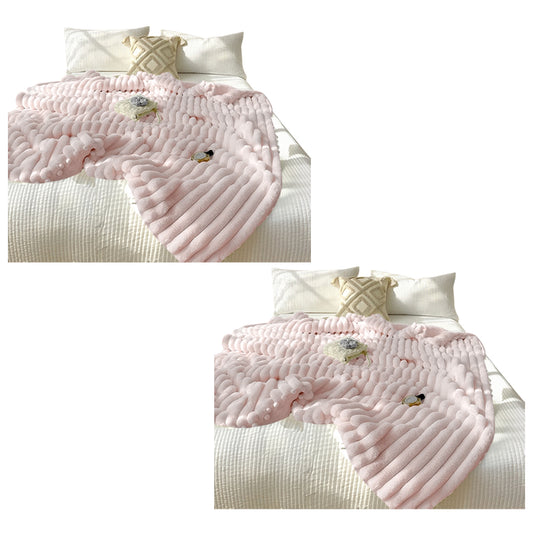 SOGA 2X 150x200cm Throw Blanket Bean Paste Pink Premium Milk Velvet Luxuriously Soft Cozy Bedding • LUZ-BlanketFur350X2