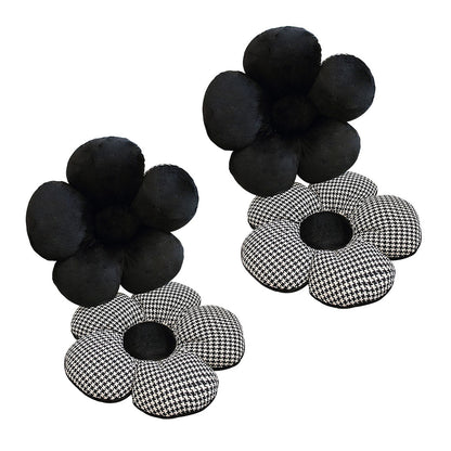 SOGA 2X Black Flower Cushion Shaped for Floor and Sitting Throw Pillow • LUZ-SCushion096X2