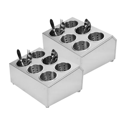 SOGA 2X 18/10 Stainless Steel Commercial Conical Utensils Cutlery Holder with 6 Holes • LUZ-CutleryHolder4605X2