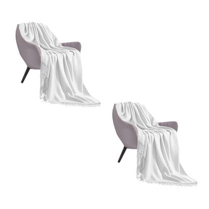SOGA 2X White Acrylic Knitted Throw Blanket Solid Fringed Warm Cozy Woven Cover Couch Bed Sofa Home Decor • LUZ-Blanket912X2