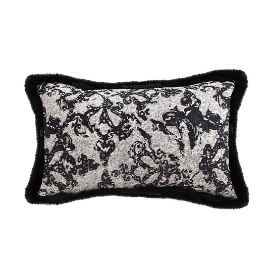 SOGA 35cm Vintage Black Pillowcase Set Black Herringbone Pattern Lumbar Throw Pillow • LUZ-FrenchCushion255