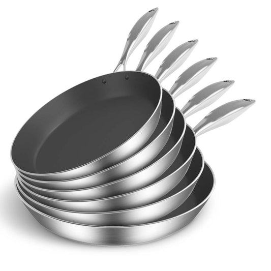 SOGA 6X Stainless Steel Fry Pan Frying Pan Induction FryPan Non Stick Interior Skillet • LUZ-Fry697071727374