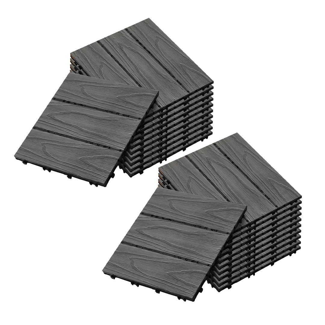 SOGA 2X 11 pcs Dark Grey DIY Wooden Composite Decking Tiles Garden Outdoor Backyard Flooring Home Decor • LUZ-Deck5031X2