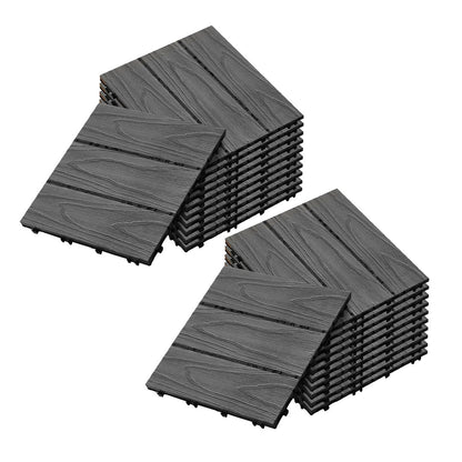 SOGA 2X 11 pcs Dark Grey DIY Wooden Composite Decking Tiles Garden Outdoor Backyard Flooring Home Decor • LUZ-Deck5031X2