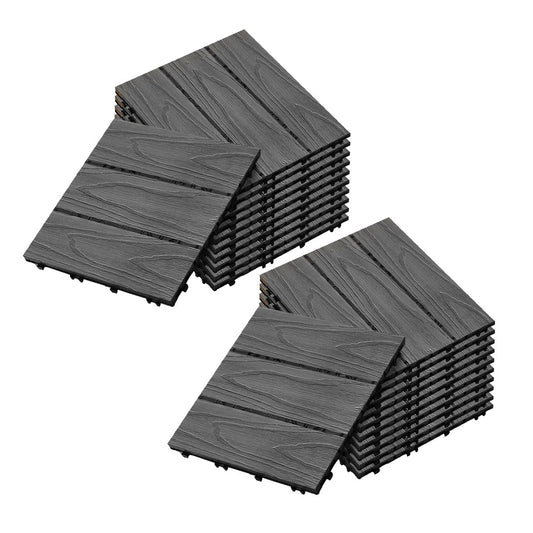 SOGA 2X 11 pcs Dark Grey DIY Wooden Composite Decking Tiles Garden Outdoor Backyard Flooring Home Decor • LUZ-Deck5031X2