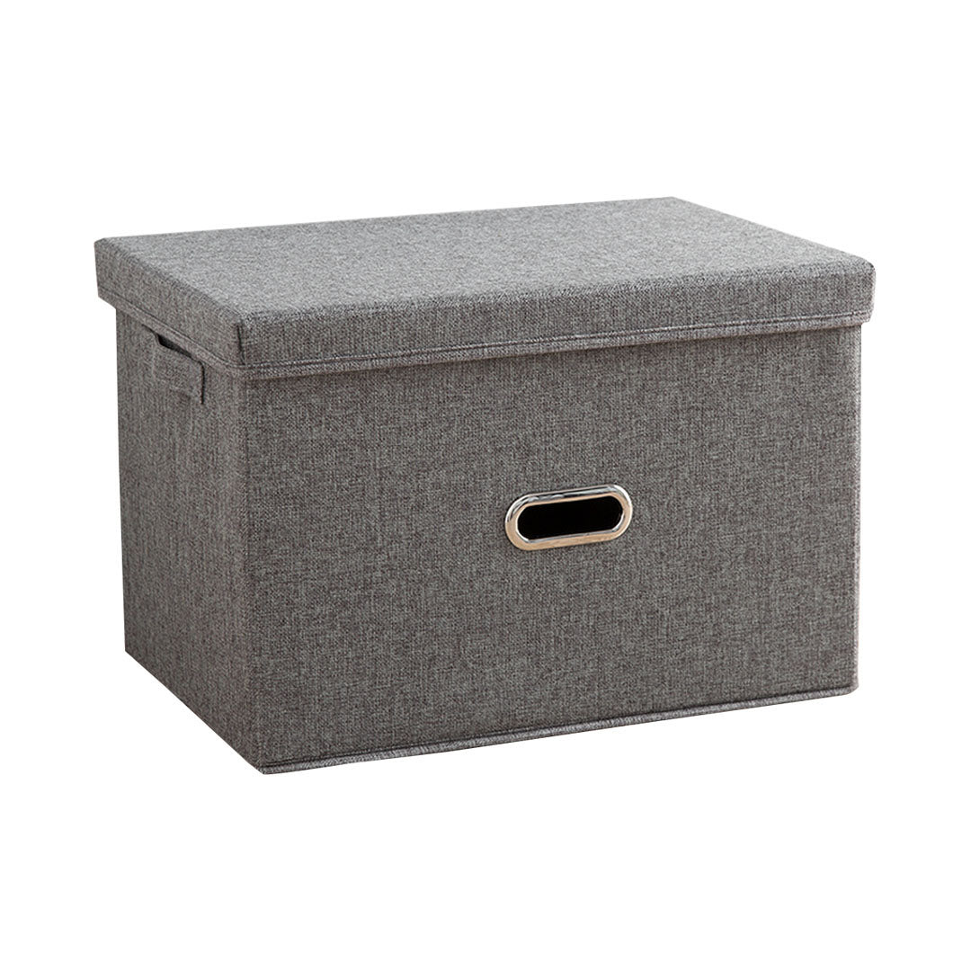 SOGA Grey Large Foldable Canvas Storage Box Cube Clothes Basket Organiser Home Decorative Box • LUZ-SBox003