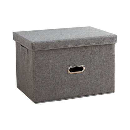 SOGA Grey Large Foldable Canvas Storage Box Cube Clothes Basket Organiser Home Decorative Box • LUZ-SBox003