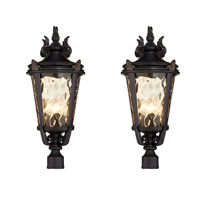 Vintage Lantern 2X 63.5cm Outdoor Post Lantern Light Classic Charm Elegant Patio Antique Inspired Outdoor Lighting • LUZ-Lamp584StandMedX2