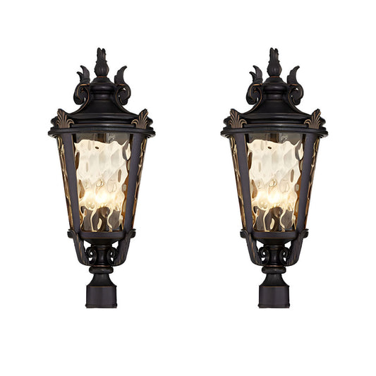 Vintage Lantern 2X 63.5cm Outdoor Post Lantern Light Classic Charm Elegant Patio Antique Inspired Outdoor Lighting • LUZ-Lamp584StandMedX2