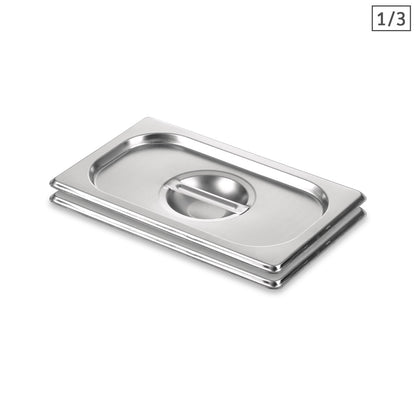 SOGA 2X Gastronorm GN Pan Lid Full Size 1/3 Stainless Steel Tray Top Cover • LUZ-GP5503-JLID3F-X2