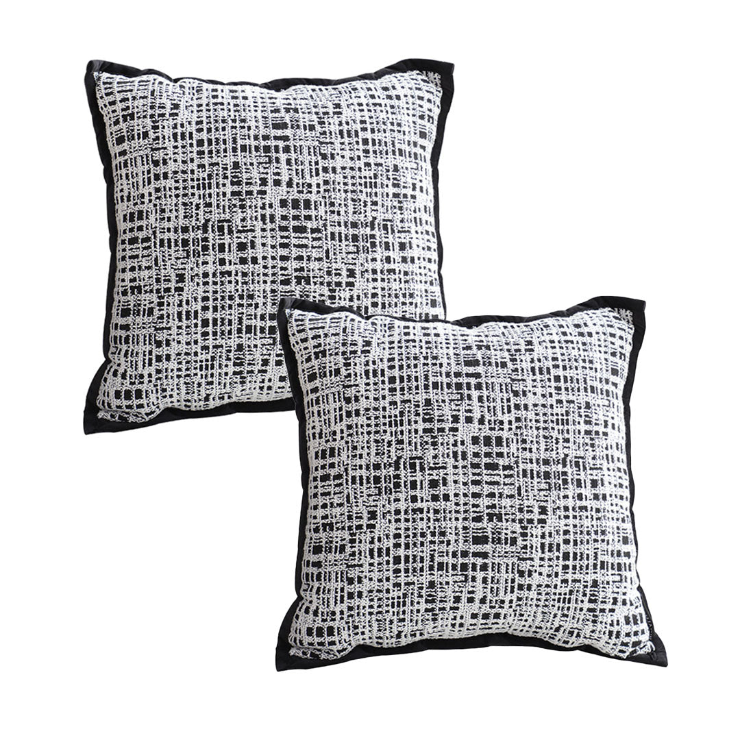 SOGA 2X 45cm Vintage Leopard Print Sofa Black & White Grid Wide Edge Square Throw Pillow • LUZ-FrenchCushion251X2