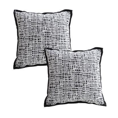 SOGA 2X 45cm Vintage Leopard Print Sofa Black & White Grid Wide Edge Square Throw Pillow • LUZ-FrenchCushion251X2