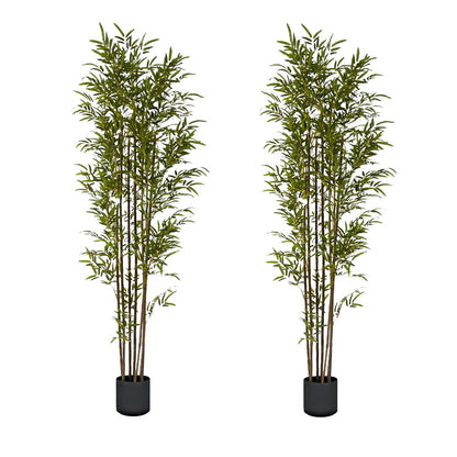 SOGA 2X 210cm Lucky Bamboo Tree Bambusa Vulgaris Artificial Plant w/ 7 Branches Home Accent Decor • LUZ-APlantFHZ210X2