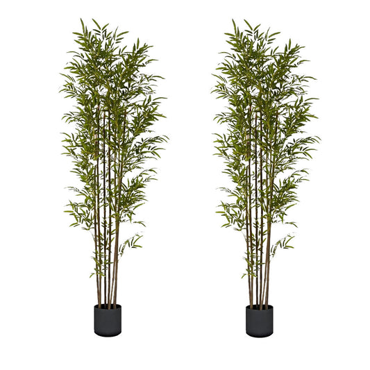 SOGA 2X 210cm Lucky Bamboo Tree Bambusa Vulgaris Artificial Plant w/ 7 Branches Home Accent Decor • LUZ-APlantFHZ210X2