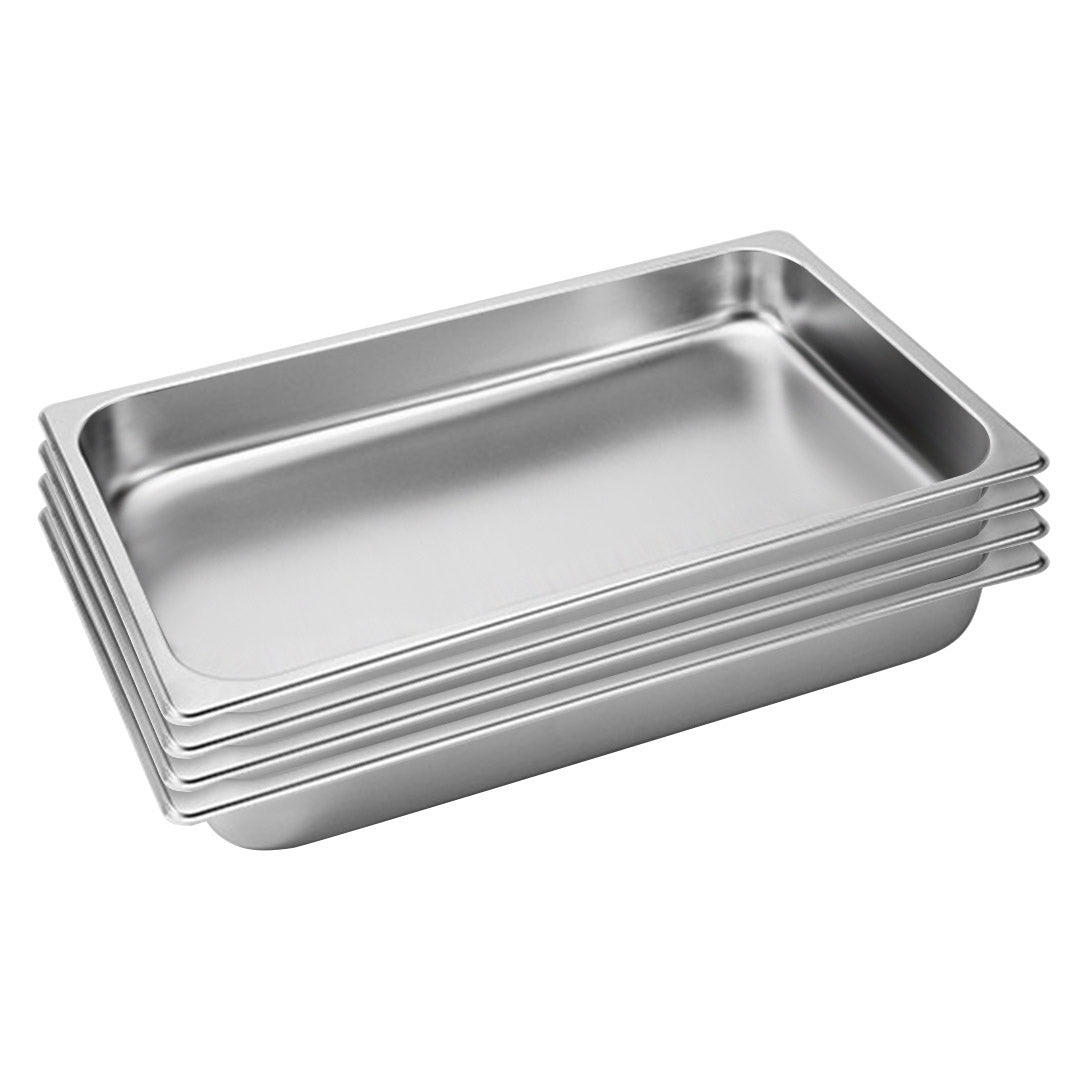 SOGA 4X Gastronorm GN Pan Full Size 1/1 GN Pan 6.5cm Deep Stainless Steel Tray • LUZ-GastronormPans5403X4
