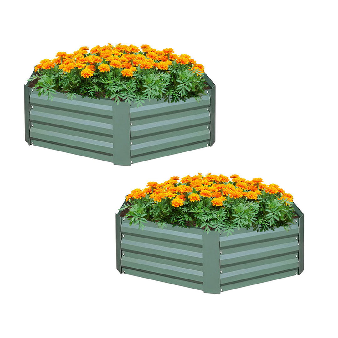 SOGA 2X 60cm Hexagon Shape Galvanised Raised Garden Bed Vegetable Herb Flower Outdoor Planter Box • LUZ-MetalBGre520X2