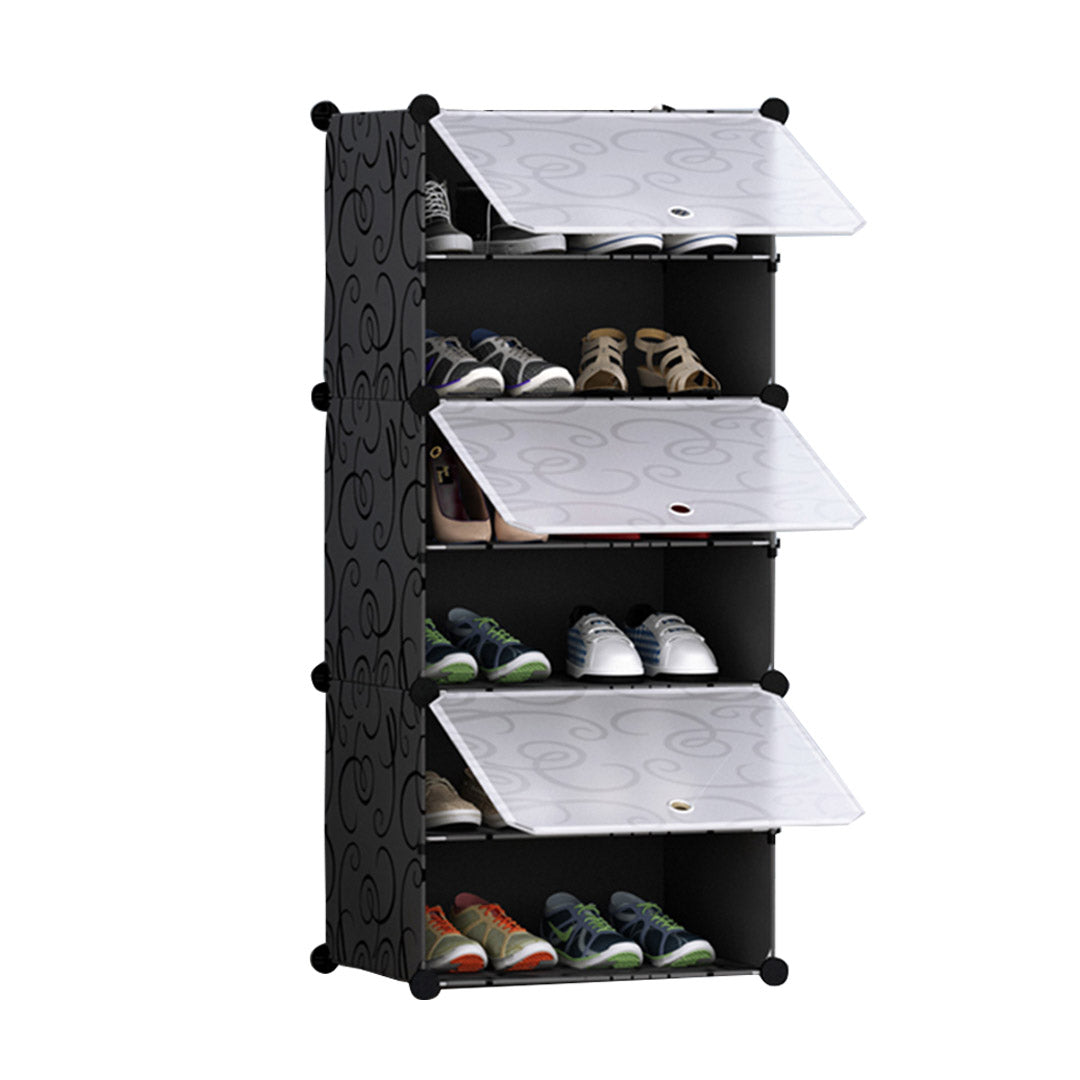 SOGA 6 Tier Shoe Rack Organizer Sneaker Footwear Storage Stackable Stand Cabinet Portable Wardrobe with Cover • LUZ-ShoeBox106
